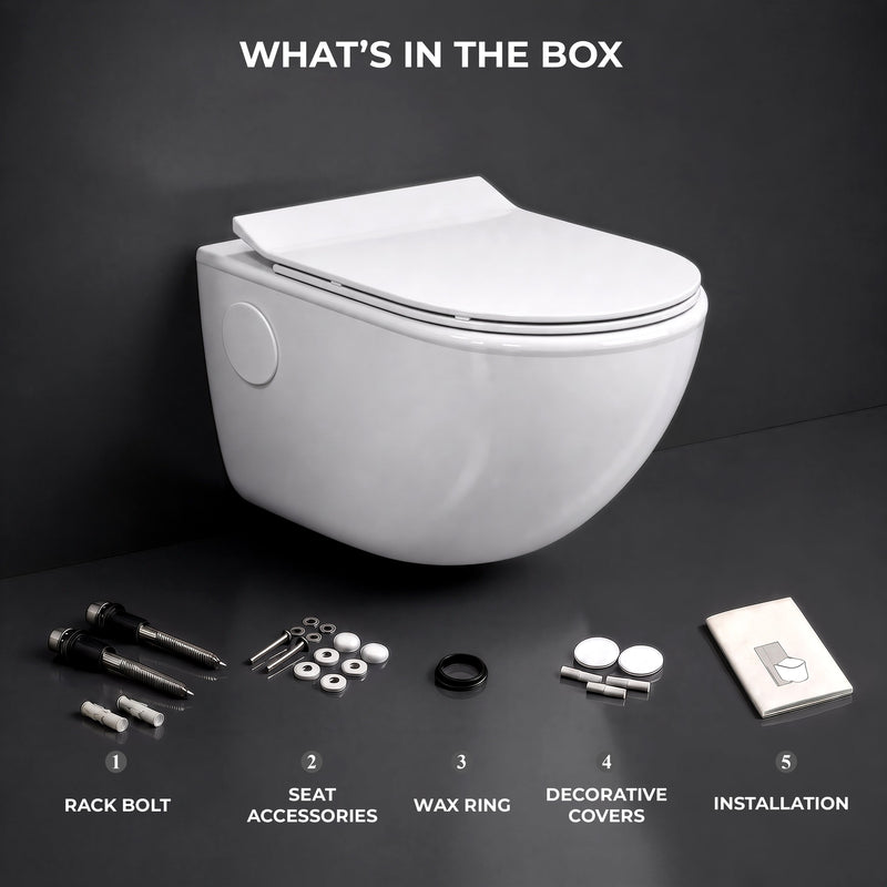 Plantex Platinum Ceramic Commode for Toilet/Rimless Wall Hung Western Toilet/Bathroom Commode with Soft Closing Toilet Seat - P Trap (White)-3