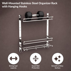 Plantex Bathroom Organiser with Drill/3 Tier Bathroom Accessories Set Stainless Steel/Bathroom Self Rack with Towel Hanger and Hooks/Wall Mount Rack Multipurpose(3-Tier Chrome)-5