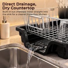 Plantex Dish Drying Rack/Stainless Steel Dish Drainer with Drainer Tray for Kitchen/Vessel Drainer Basket for Utensils/Plate Drying Rack - Chrome (39 X 31.5 X 15 Cm)-3