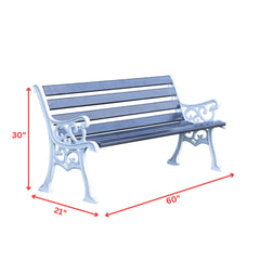 Eira Cast Iron 3 Seater FRP Garden Bench for Outdoor Park - (Black + White)