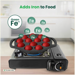 CASTrong Cast Iron Premium Paniyaram Pan, Pre-seasoned, Nonstick, 100% Pure, Toxin-free, Medium 20.8cm, 2.6kg