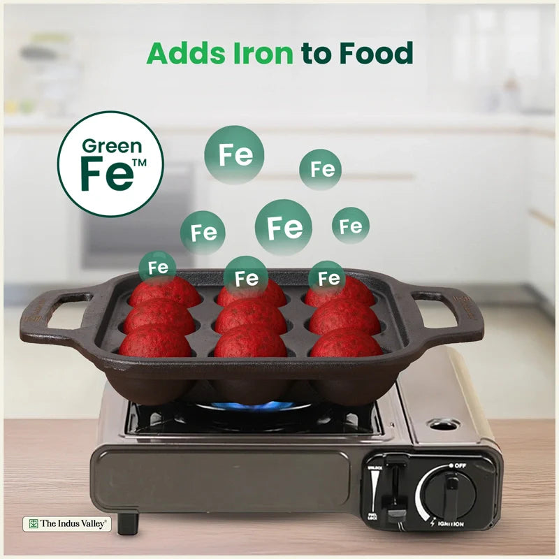 CASTrong Cast Iron Paniyaram Pan, Pre-seasoned, Nonstick, 100% Pure, Toxin-free, Medium 18.7cm, 1.6kg