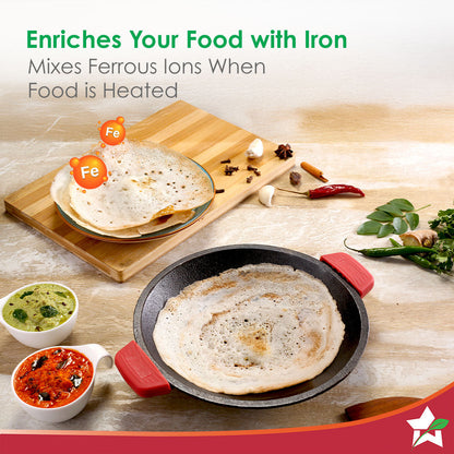 Forza Cast-iron Appachetty | 20cm | Made from Heavy-duty Cast-iron | For Appams, Dosas, Rotis | Naturally Non-stick | Uniform Heating, Slow Cooking | Chemical-free | Lifetime Warranty