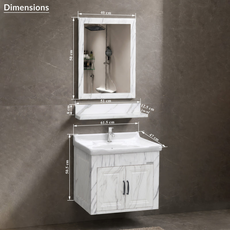 Plantex Glass, Ceramic, HPP Unbrekable Bathroom Vanity Cabinet & Washbasin Set/Basin Cabinet for Bathroom with Mirror (White)-2