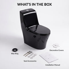 Plantex Ceramic Toilet for Commode/Siphonic Vacuum Jet Flush Ceramic Western Commode/One Piece Western Toilet with Soft Closing Toilet Seat - S Trap (Black)-5