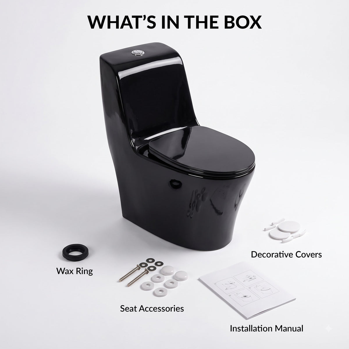 Plantex Ceramic Toilet for Commode/Siphonic Vacuum Jet Flush Ceramic Western Commode/One Piece Western Toilet with Soft Closing Toilet Seat - S Trap (Black)-5