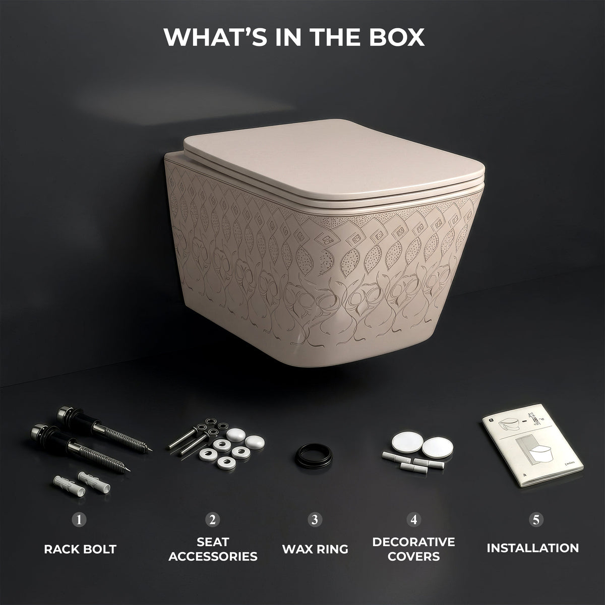 Plantex Ceramic Commode/Rimless Western Toilet/Wall Hung Commode with Soft Closing Toilet Seat Cover- P Trap - (LAS03, Khakhi)-5