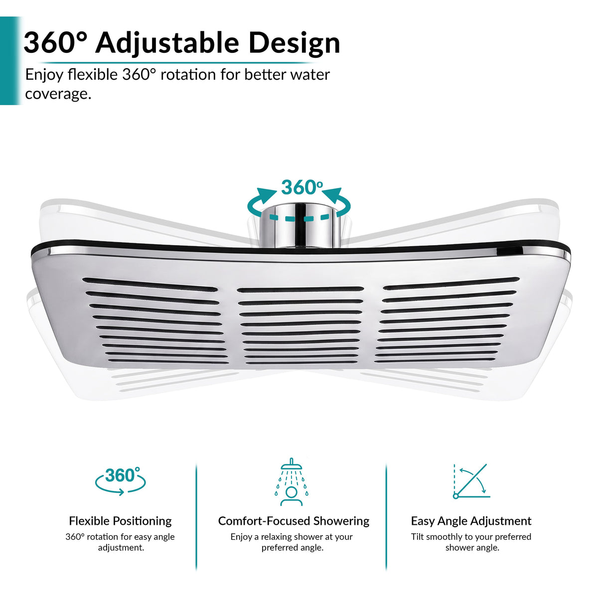 Plantex ABS Shower Head for Bathroom/12x8 inch Head for bathroom/Rain Showers Head for bathroom/Pressurized Showers Head (Chrome, D399)-3