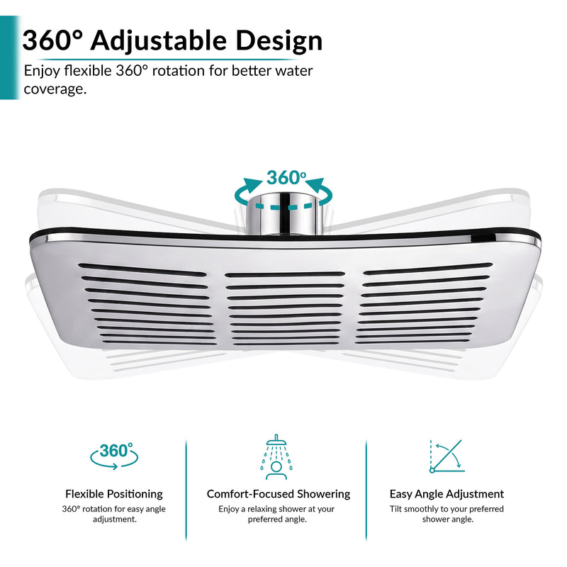 Plantex ABS Shower Head for Bathroom/12x8 inch Head for bathroom/Rain Showers Head for bathroom/Pressurized Showers Head (Chrome, D399)-3