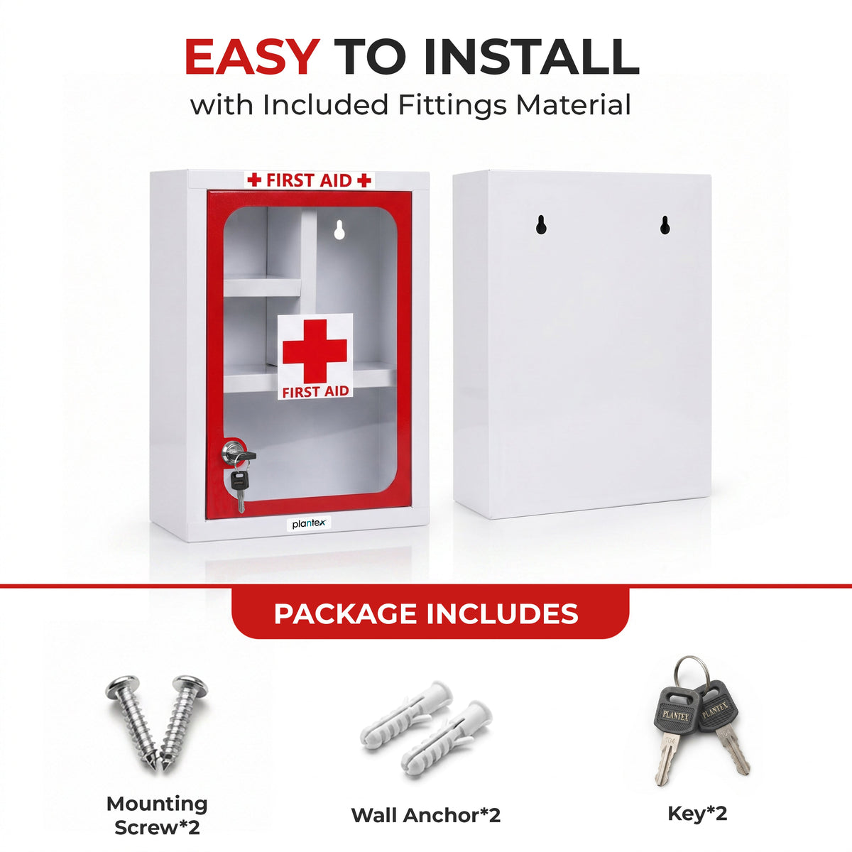 Plantex First Aid Box/Medicine Storage Box/Emergency First Aid Kit Box/Medical Box for Home, School & Office/Medicine Organizer with Multi Compartment - (Red & White) Big Size Wall Mount GI Steel-5