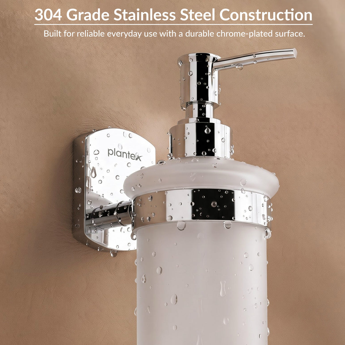 Plantex 304 Grade Stainless Steel Hand Wash Holder for Wash Basin/Liquid Soap Dispenser/Bathroom Accessories - Parv (Chrome)-4
