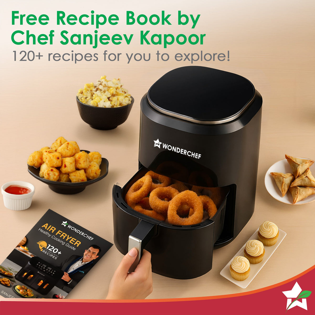 Wonderchef Roma 4.5L Digital Air Fryer | 1380W | 7 Preset Menus | 90% less fat | Rapid Air 360° Circulation Technology |