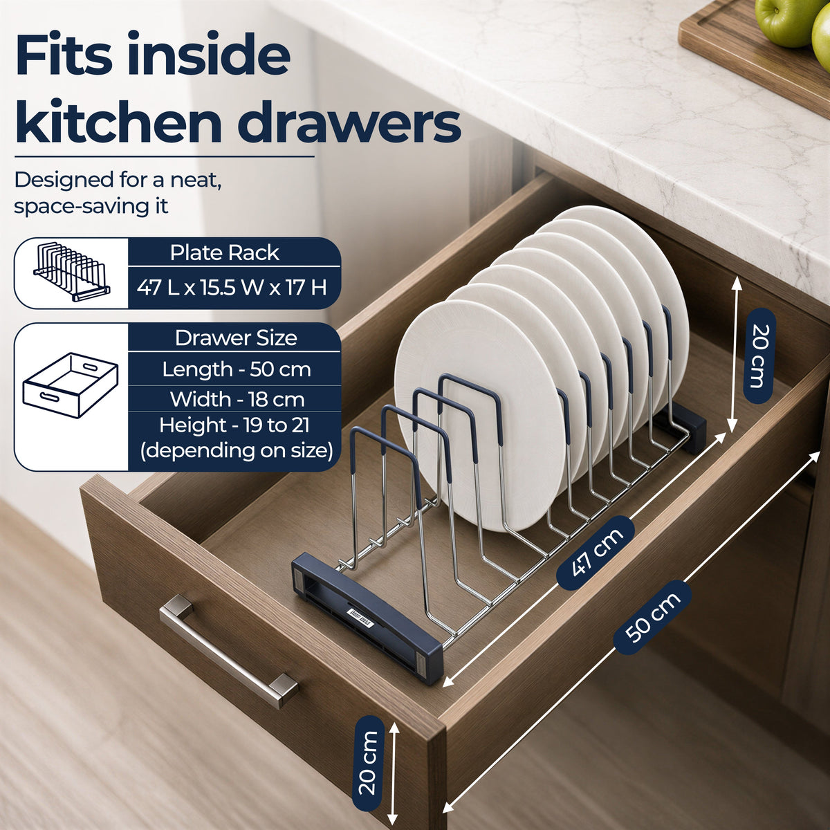 Plantex Sturdy Stainless Steel Plate Organizer for Kitchen/10 Plate Stand for Plateform/Rubber Gripped Thali Rack(Slot-10, Pack of 1, Size-10 Inches)-6