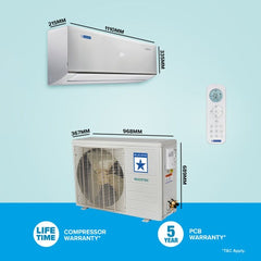 Bluestar DNU Series Split 5 in 1 Convertible 2 Ton 4 Star Inverter AC | AI Pro | 4 Way Swing | PM 2.5 Filter | 2024 Model | White (IC524DNUR)