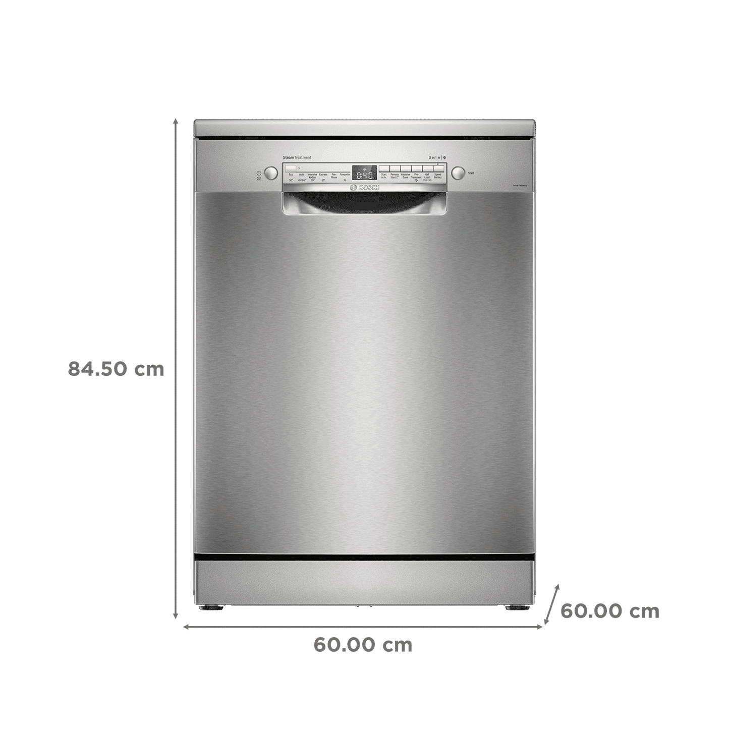 BOSCH Series 6 14 Place Settings Free Standing Dishwasher with Glass Protection Technology (No Pre-rinse Required, Silver)