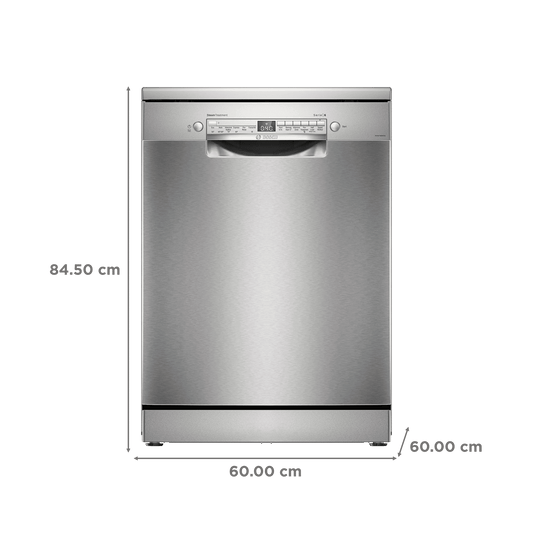 BOSCH Series 6 14 Place Settings Free Standing Dishwasher with Glass Protection Technology (No Pre-rinse Required, Silver)