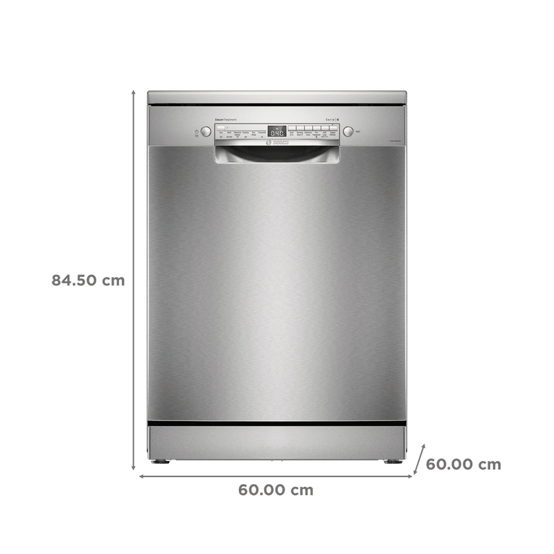 BOSCH Series 6 14 Place Settings Free Standing Dishwasher with Glass Protection Technology (No Pre-rinse Required, Silver)
