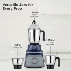 Prestige Prism Plus 1000W Mixer Grinder with 3 Stainless Steel Jars – 1.5L Wet Jar, 1.0L Dry Jar, 450ml Chutney Jar | 4-Speed Heavy Duty Motor, Prestige 1.5L PMC 3.0 Plus Multi Kettle / Multi Cooker