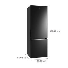 Electrolux UltimateTaste 300 335 Litres 1 Star Frost Free Double Door Bottom Mount Refrigerator with Door Alarm (EBB3702K-H, Glossy Black Steel)