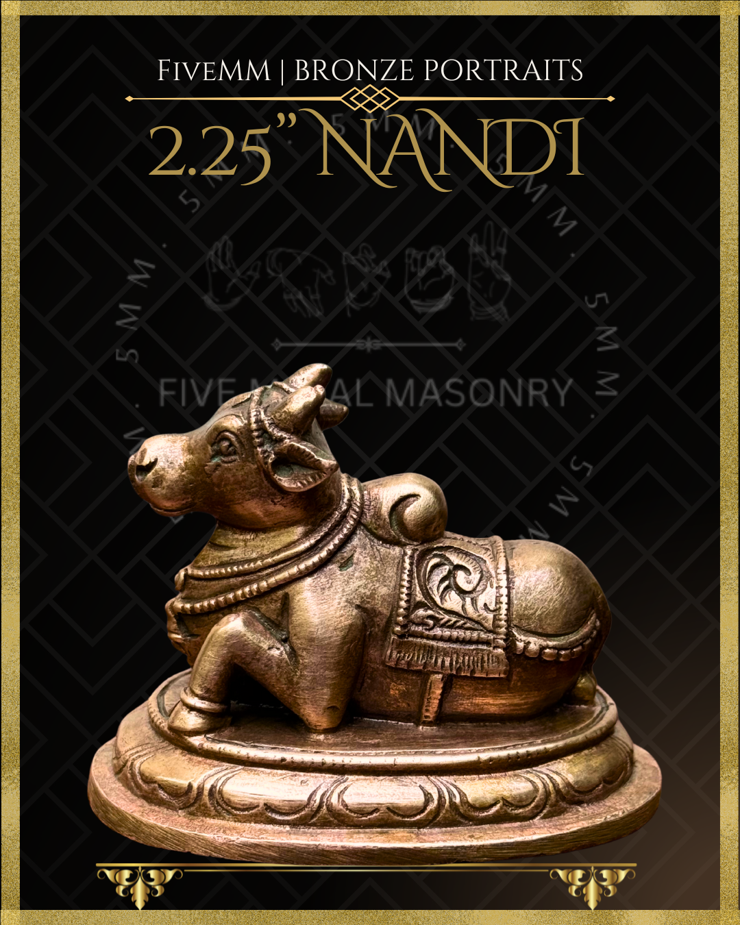 Nandi Panchaloha Bronze Icon - 2.25"