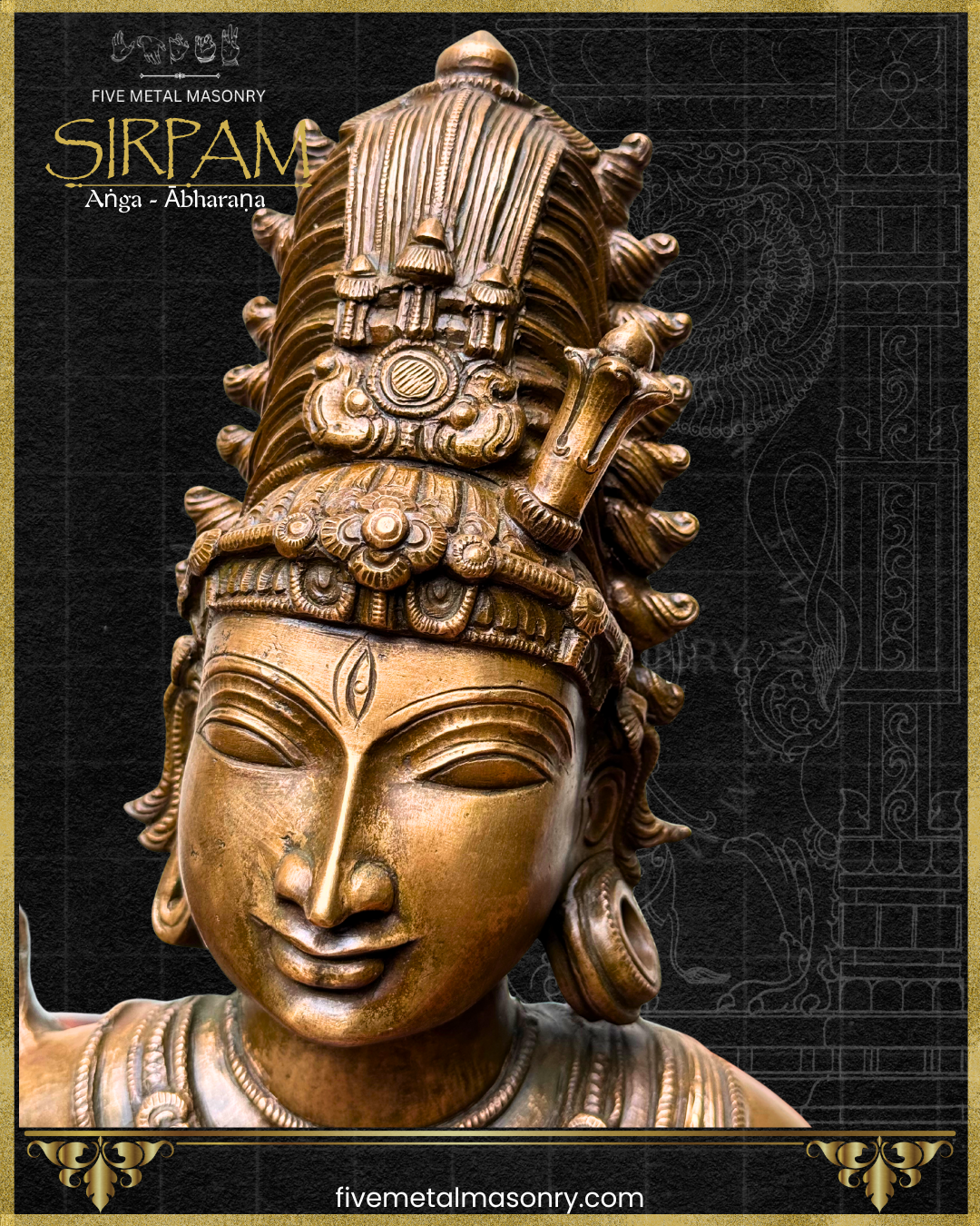 Shiva’s Bust Panchaloha Bronze Icon - 12"- Sirpam Collection | Made to Order
