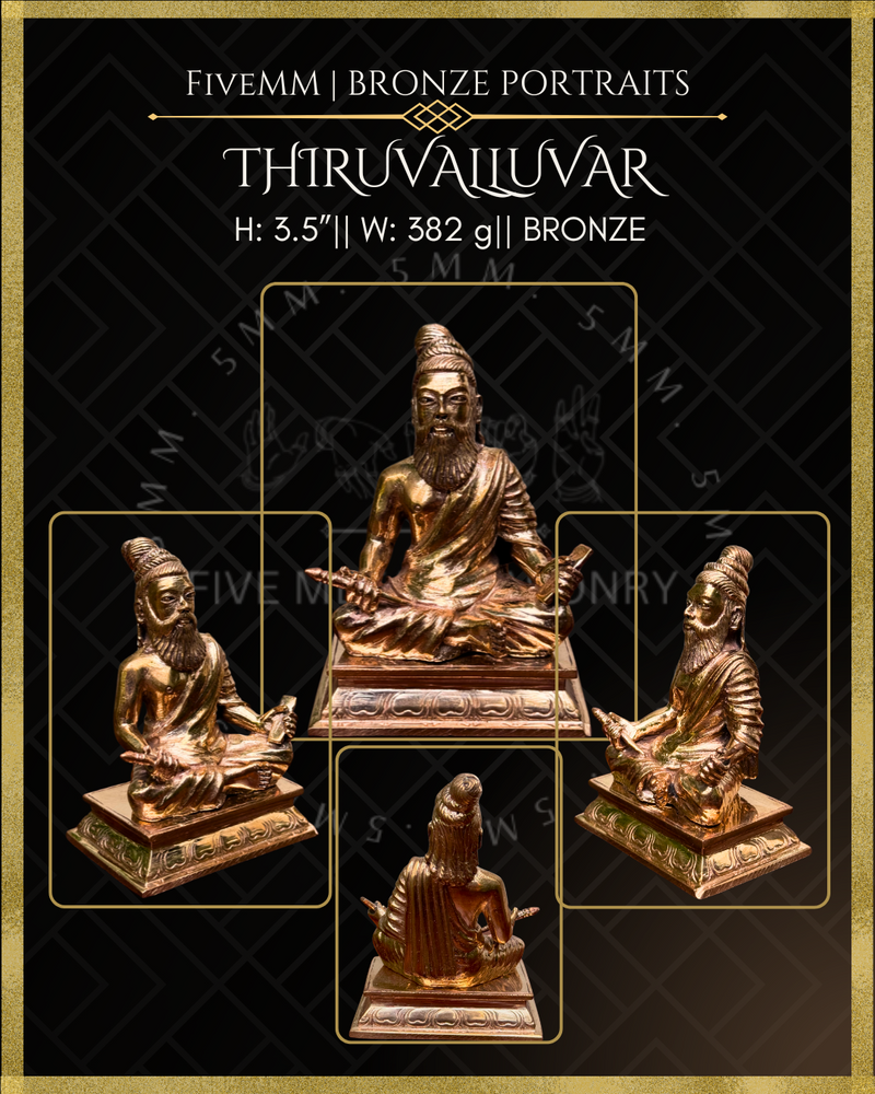Thiruvalluvar- Tamil Poet and Sage - Panchaloha Bronze Icon -3.5" - Polished finish