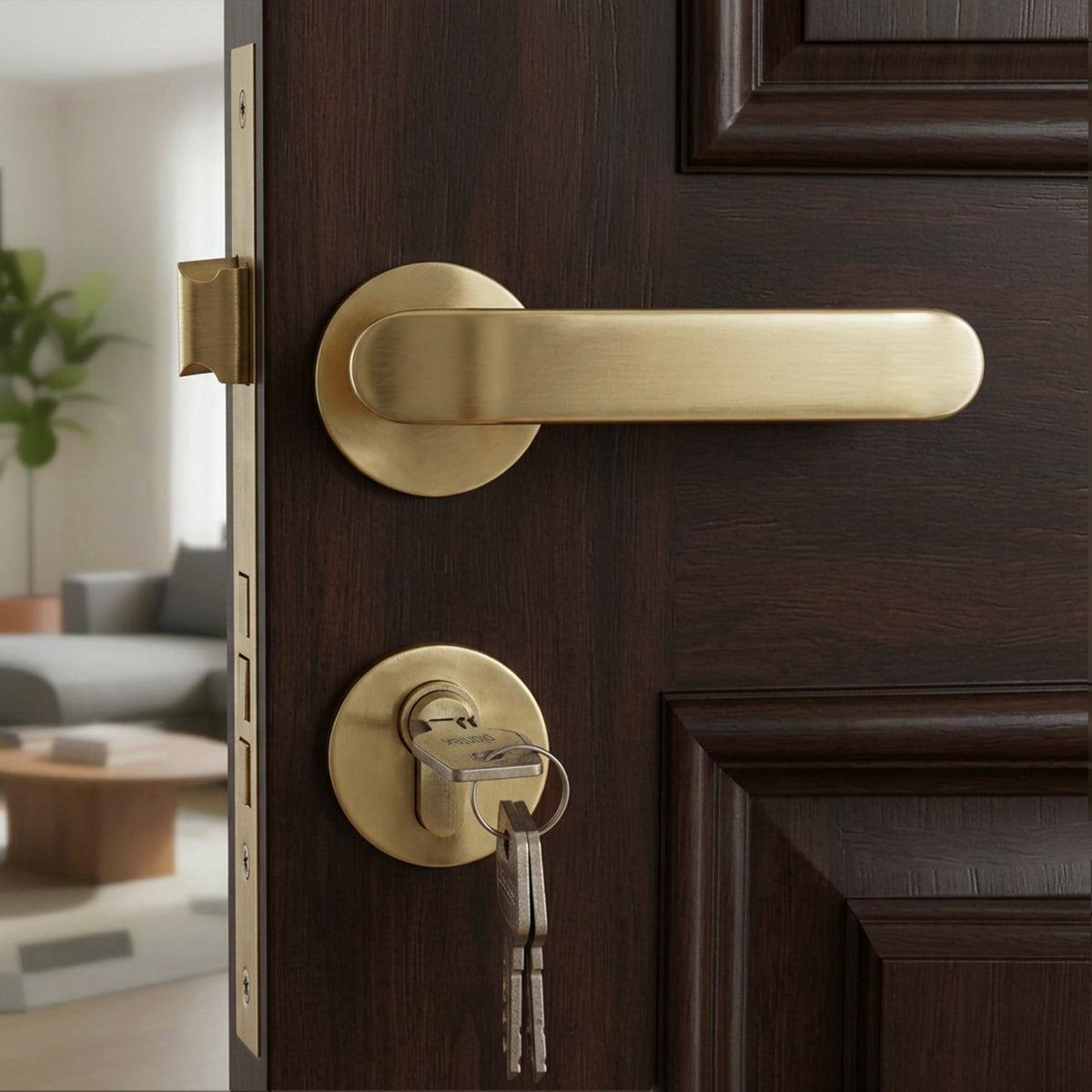 Plantex Door Lock - Main Door Lock Set with Keys/Mortise Door Locks for Home/Office/Hotel - Pack of 1 (OHMH-81, Brass Antique)-4
