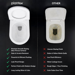 Plantex Ceramic Commode for Toilet/Rim Washdown Western Commode/P Trap Wall Hung Toilet for Bathroom with Soft Close Seat Cover - (White)-6