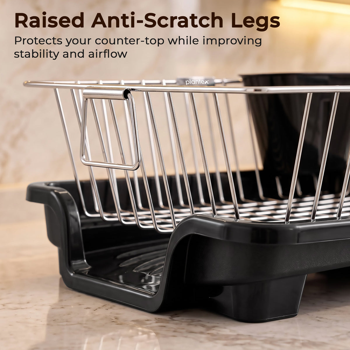 Plantex Dish Drying Rack/Stainless Steel Dish Drainer with Drainer Tray for Kitchen/Vessel Drainer Basket for Utensils/Plate Drying Rack - Chrome (39 X 31.5 X 15 Cm)-4