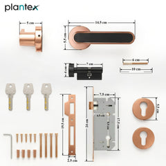 Plantex Door Lock Set with Keys/Mortise Door Lock for Home/Office/Hotel - Pack of 1 (OHMH-21, PVD Rose Gold & Black)-2