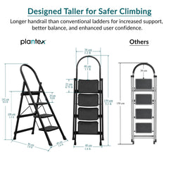 Plantex Hercules Pro 4-Step Foldable Ladder for Home with 150 kg Load Capacity/Heavy-Duty Steel Ladder/Anti-Slip Wide Step/Strong, Stable & Multi-Purpose (Black)-2
