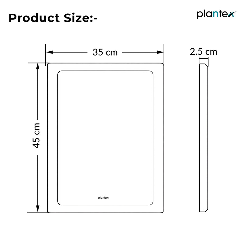 Plantex Mirror with Frame/Wall Mount Modern Mirror/Looking Glass with ABS Frame/Rectangle Mirror for Home/Bathroom & Living Room (18x14 Inch - White)-2