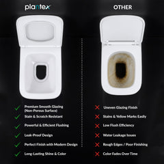 Plantex Platinum Ceramic Wall Hung Commode/P Trap Western Commode for Toilet/Rim Washdown Western Toilet with Soft Close Toilet Seat Cover- (White)-6