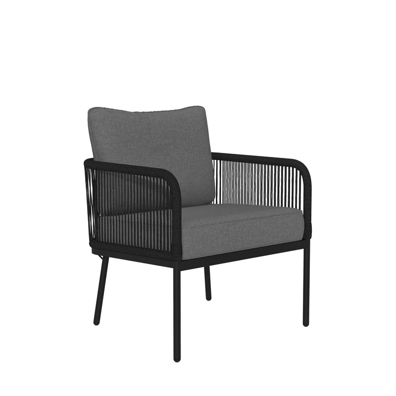 Fletcher Outdoor Garden Balcony Sofa Set 2 Seater, 2 Single seater and 1 Center Table Set Braid & Rope (Dark Grey)