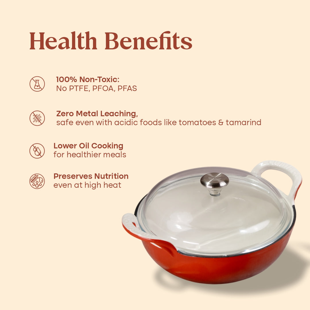 No. 10 Enamel Cast Iron Kadai (3L)