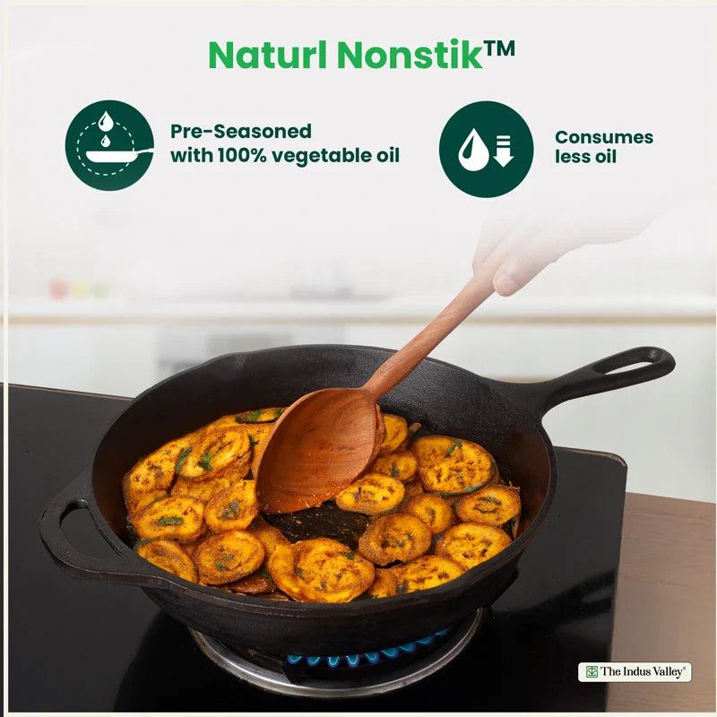 CASTrong Cast Iron Premium Fry Pan, Pre-seasoned, Nonstick, 100% Pure, Toxin-free, Medium 26.2cm, 2.5kg