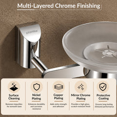 Plantex Smero Pure Brass and Glass Soap Holder for Bathroom & Kitchen/Soap Stand/Case/Dish/Bathroom Accessories - Superb (Chrome)-6