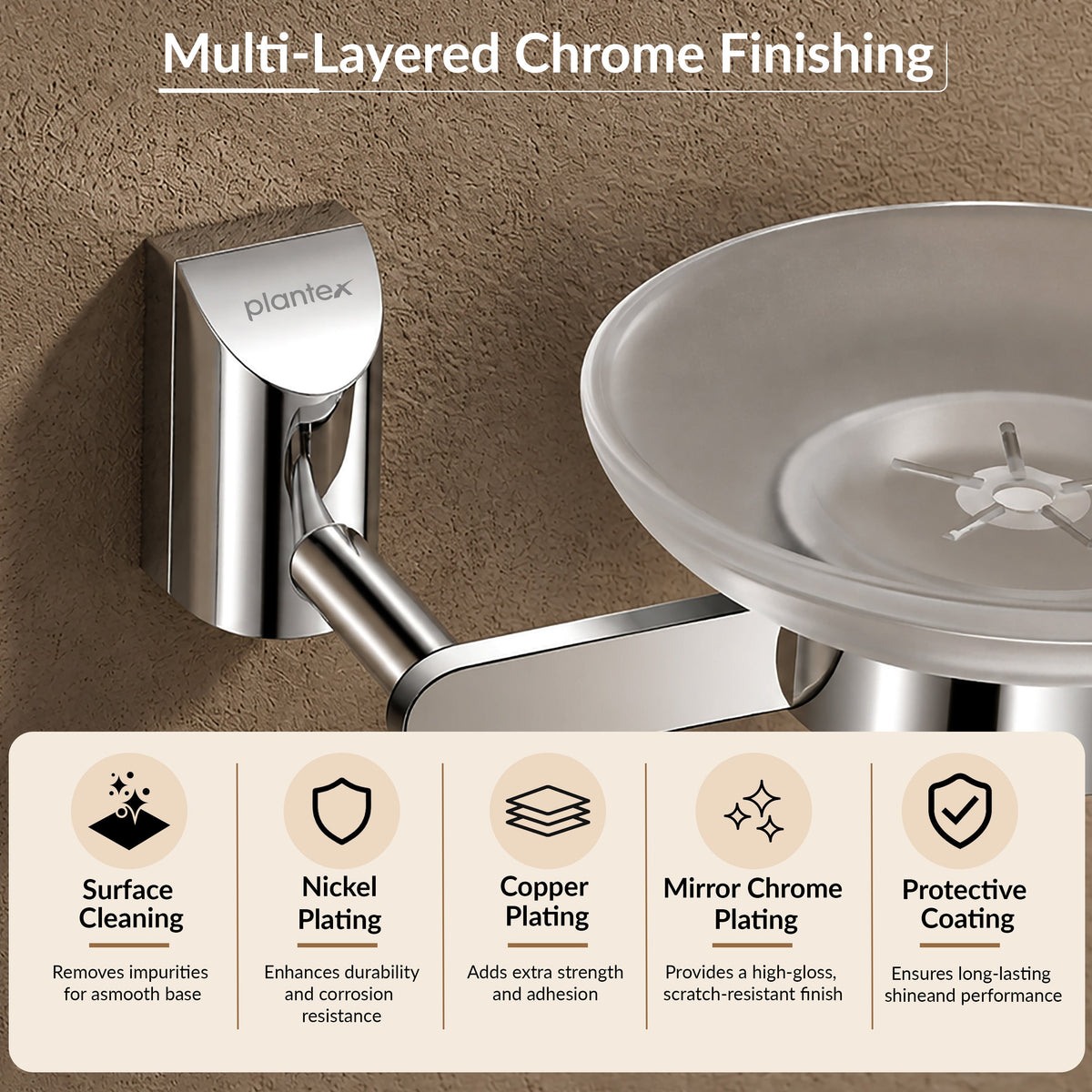 Plantex Smero Pure Brass and Glass Soap Holder for Bathroom & Kitchen/Soap Stand/Case/Dish/Bathroom Accessories - Superb (Chrome)-6