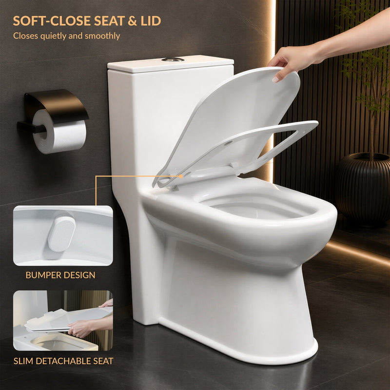 Plantex Commode for Toilet/Ceramic One Piece Western Toilet/Rimless Commode with Soft Closing Toilet Seat - S Trap Outlet (White)-6