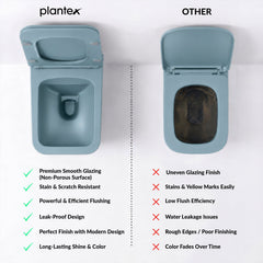Plantex Imported Ceramic Commode/Western Toilet/Wall Hanging Commode for Bathroom with Soft Closing Toilet Seat Cover- P Trap (Harmony Blue)-6