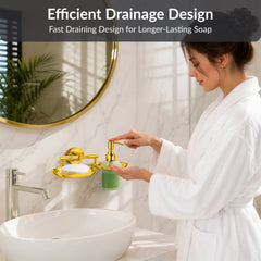 Plantex J4 Stainless Steel Soap Dish with Liquid Dispenser/Soap Stand for Bathroom Wall Mount/Shampoo Dispenser/Bathroom Accessories (PVD Gold Finish) Onix-6