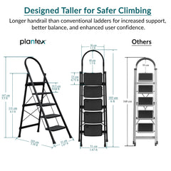 Plantex Hercules Pro 5-Step Foldable Ladder for Home with 150 kg Load Capacity/Heavy-Duty Steel Ladder/Anti-Slip Wide Step/Strong, Stable & Multi-Purpose (Black)-2