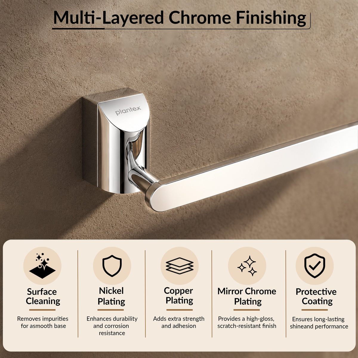 Plantex Smero Pure Brass Hand Towel Hanger/Towel Holder for Washbasin/Napkin Hanger for Wash Basin/Bathroom Accessories (Chrome Finish) Superb-4