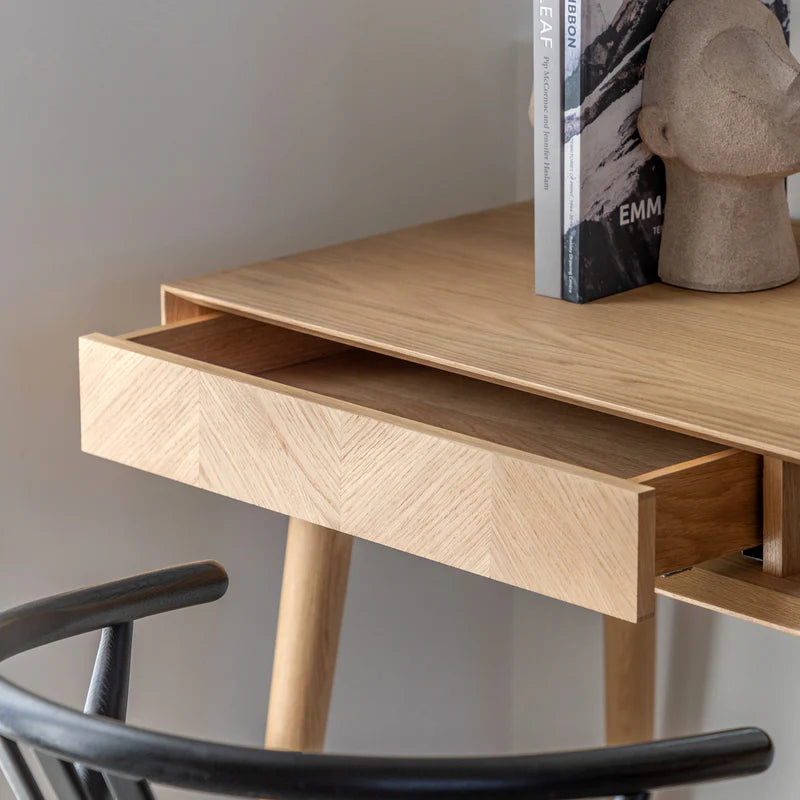 Rustic Haven Oak Study Desk with Storage