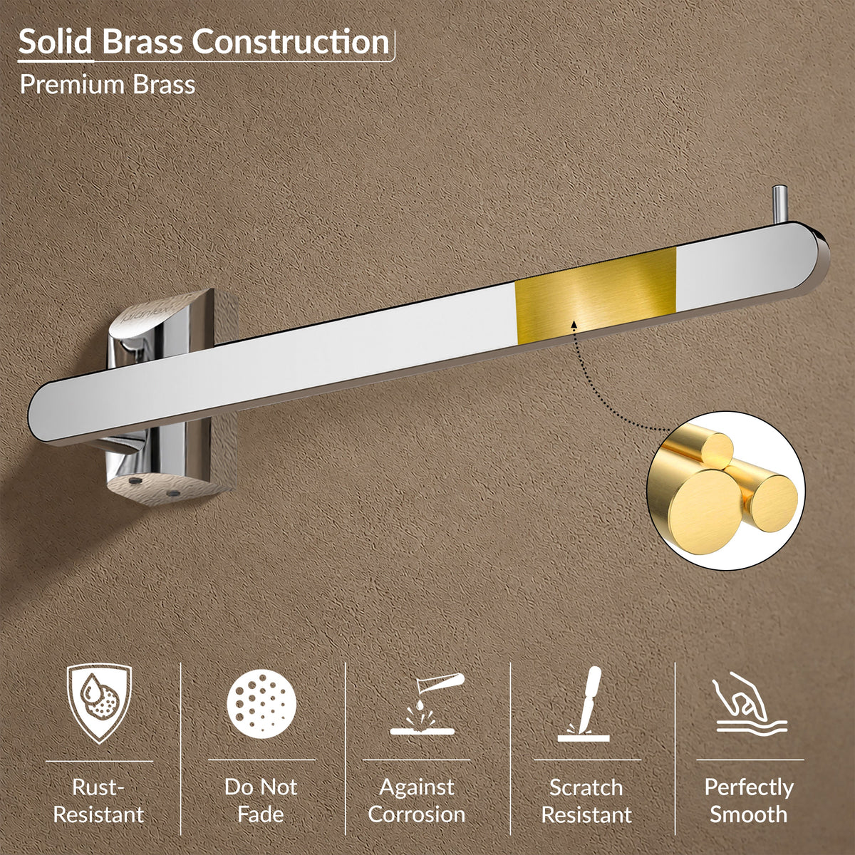 Plantex Smero Pure Brass Hand Towel Hanger/Towel Holder for Washbasin/Napkin Hanger for Wash Basin/Bathroom Accessories (Chrome Finish) Superb-6