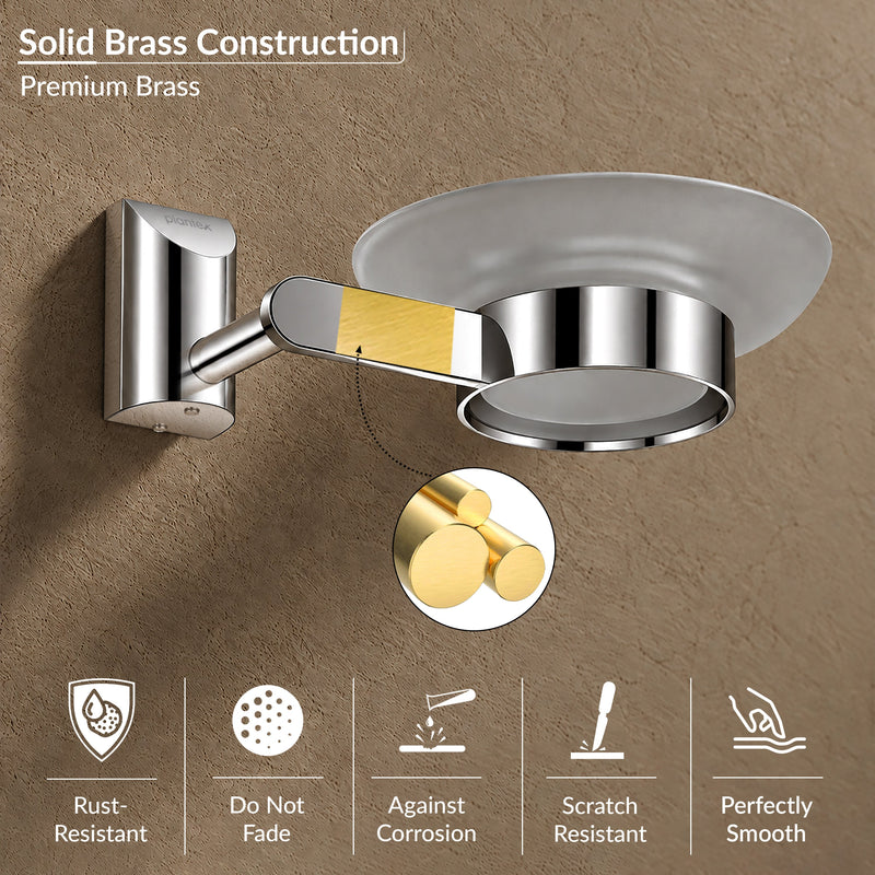 Plantex Smero Pure Brass and Glass Soap Holder for Bathroom & Kitchen/Soap Stand/Case/Dish/Bathroom Accessories - Superb (Chrome)-5