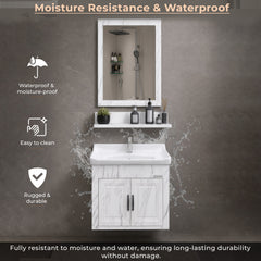 Plantex Glass, Ceramic, HPP Unbrekable Bathroom Vanity Cabinet & Washbasin Set/Basin Cabinet for Bathroom with Mirror (White)-3