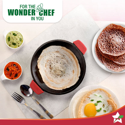 Forza Cast-iron Appachetty | 20cm | Made from Heavy-duty Cast-iron | For Appams, Dosas, Rotis | Naturally Non-stick | Uniform Heating, Slow Cooking | Chemical-free | Lifetime Warranty
