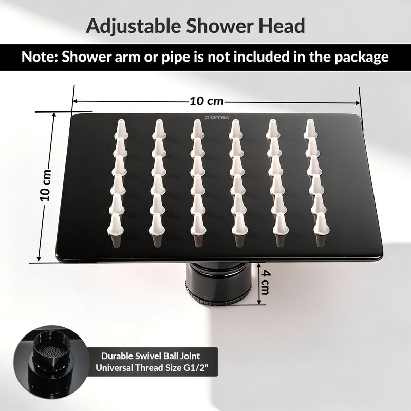 Plantex Stainless Steel Overhead Shower 4 x 4 inch with Water-Saving Technology/High pressure Rain Shower Head without Arm/Bathroom Shower -(Ultra Slim-PVD Black)-2