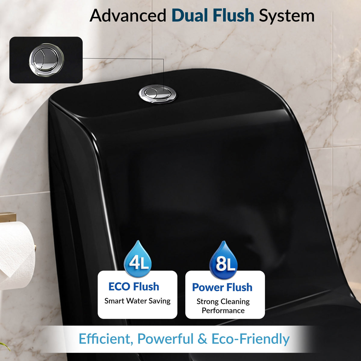 Plantex Ceramic Toilet for Commode/Siphonic Vacuum Jet Flush Ceramic Western Commode/One Piece Western Toilet with Soft Closing Toilet Seat - S Trap (Black)-6